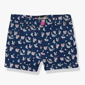 GUESS All Over Floral Print Stretch Denim Pocket  Shorts adjustable waist size 4